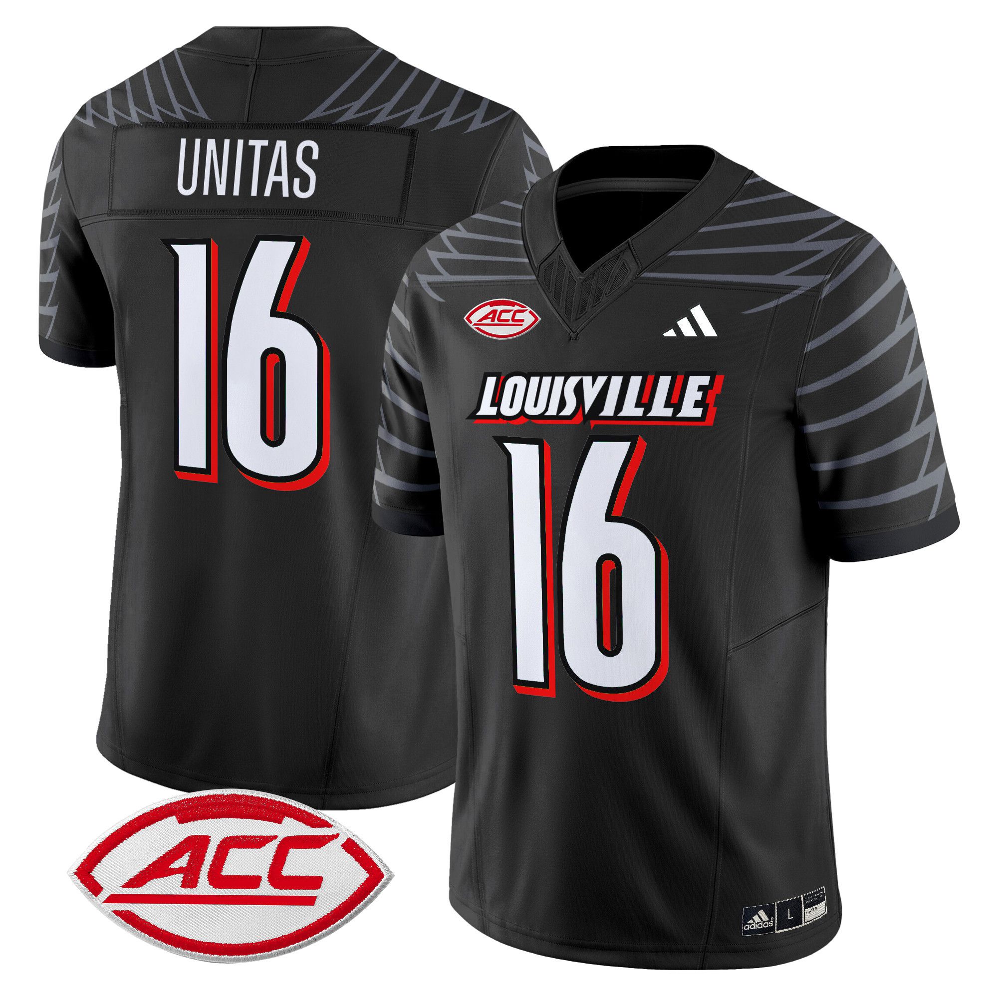 Men Louisville Cardinals #16 Unitas Black 2024 Vapor Limited NCAA Jersey style 1->more ncaa teams->NCAA Jersey